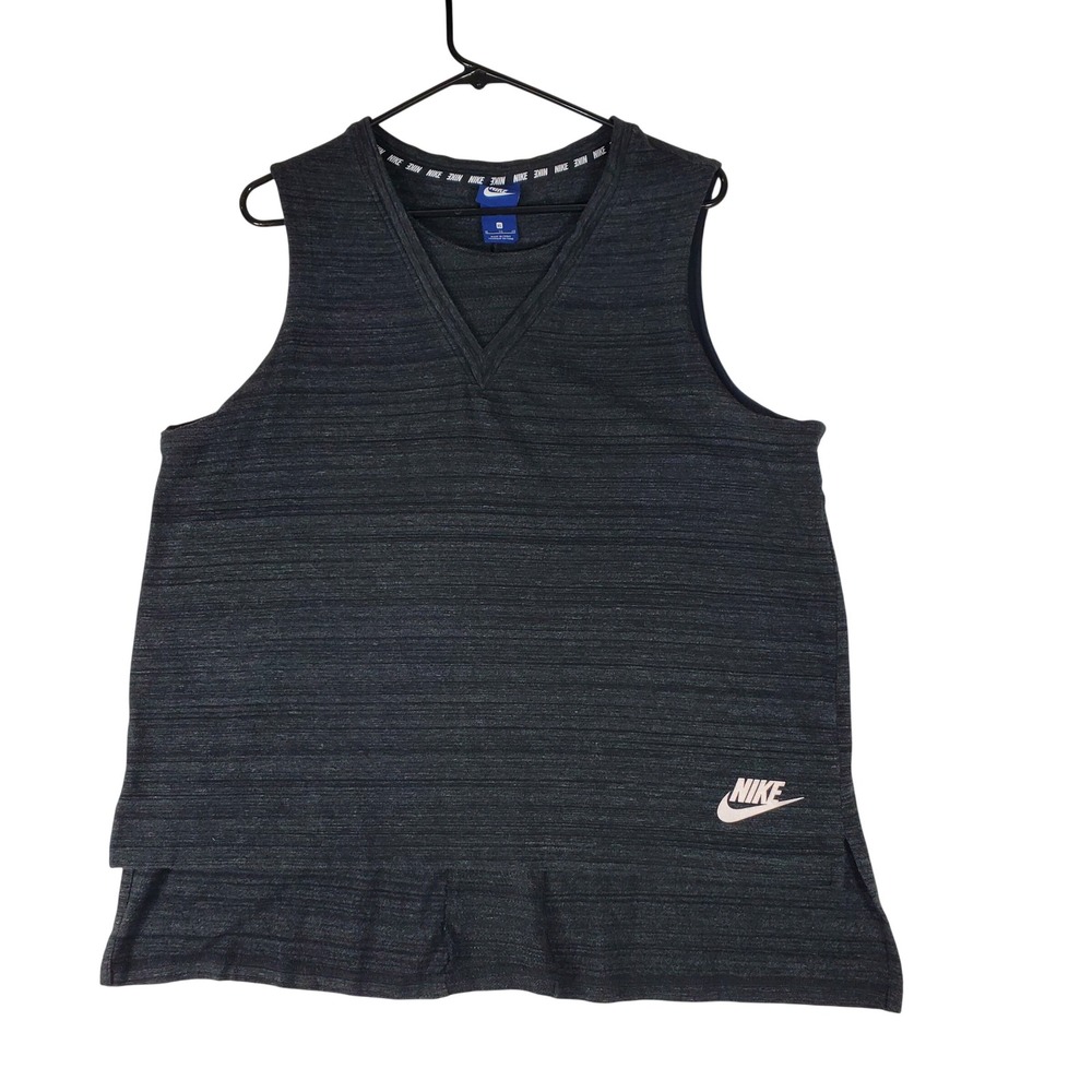 Nike Sportswear Womens XL Charcoal Grey Heather Space Dye Split Back Tank Top